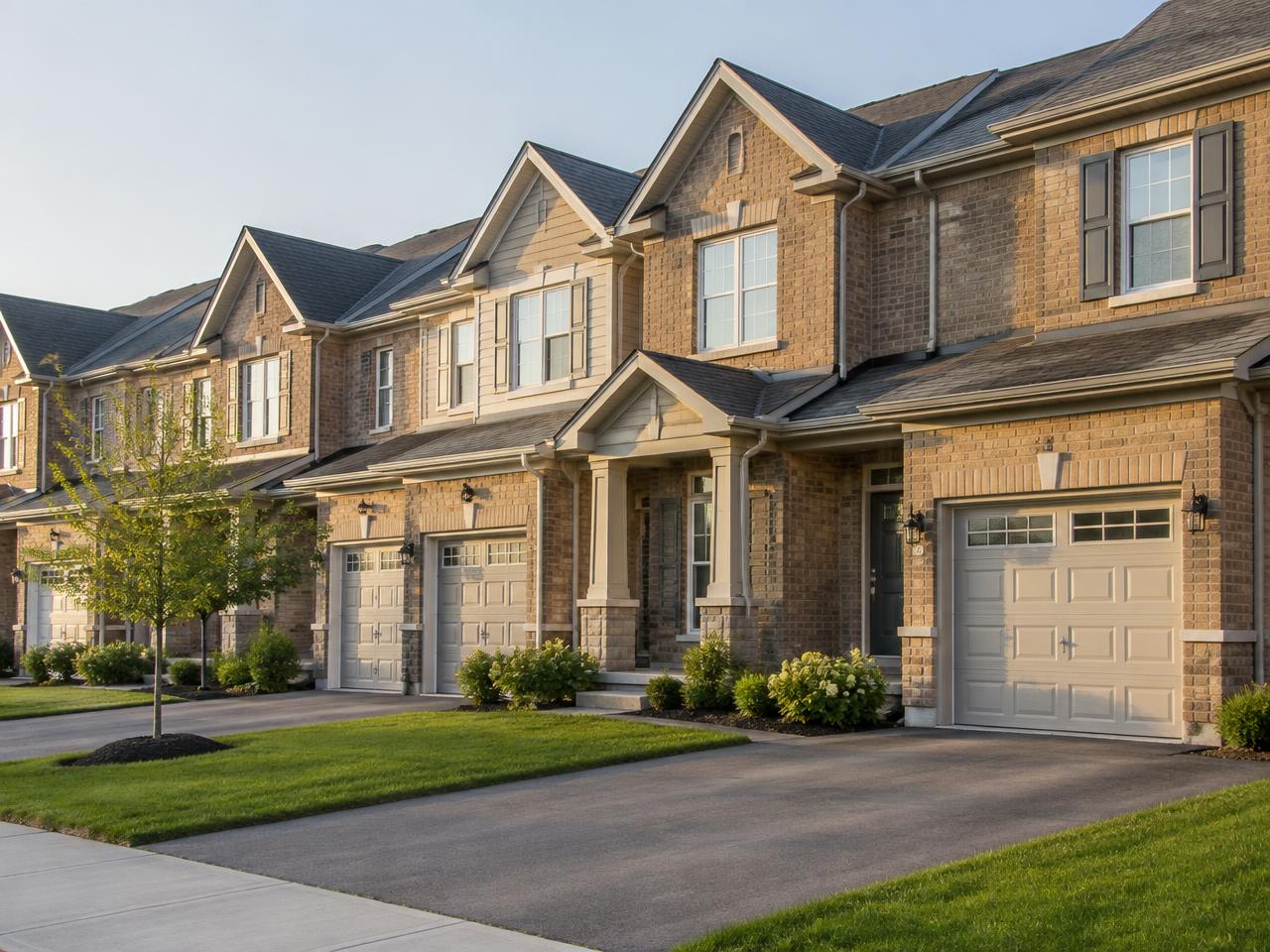 Row of brick townhomes